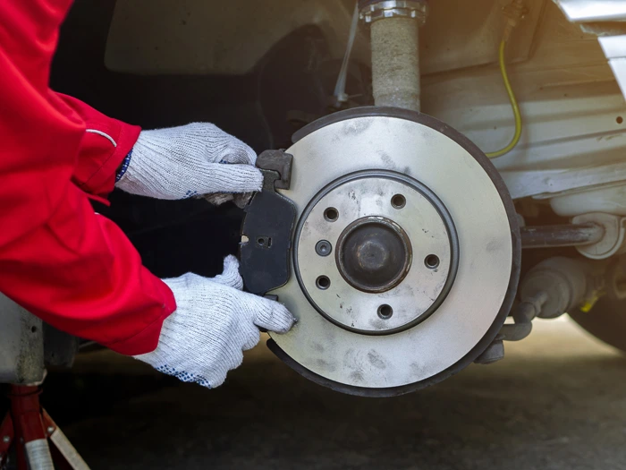 Process of replacing brake pads with Brand new